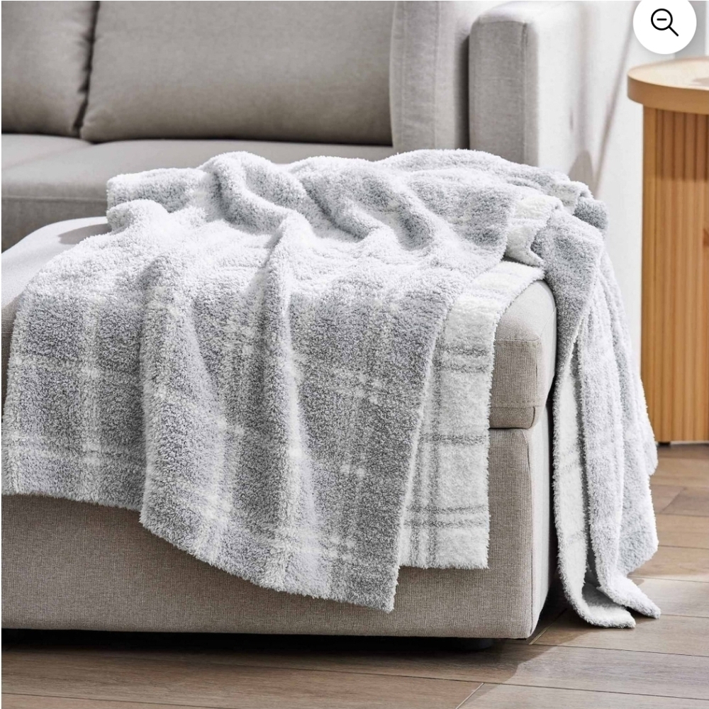 Better Homes & Gardens Soft Cozy Knit Oversize Couch Throw Blanket In Gray Plaid